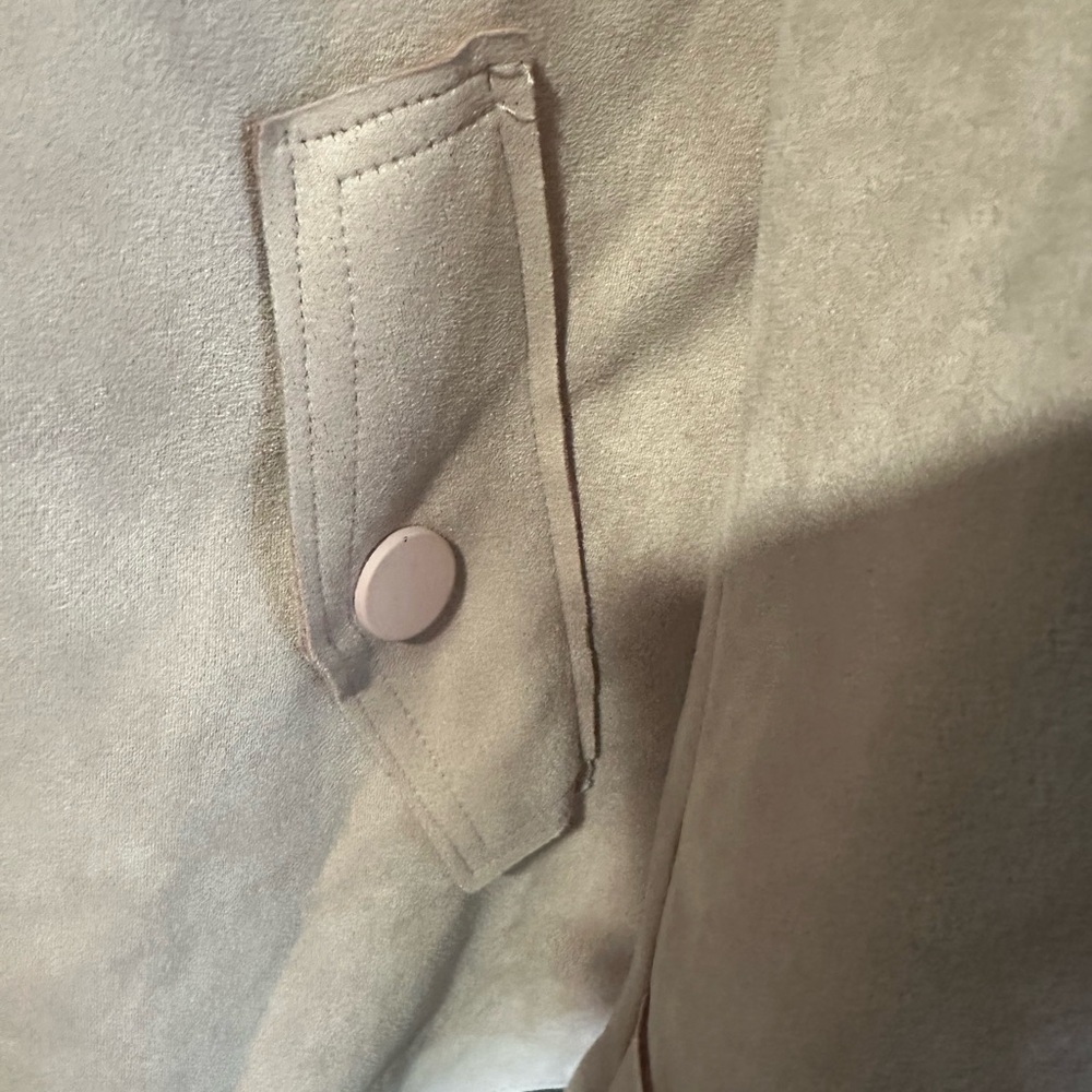 Haute Monde Dusty Pink Faux Suede Belted Trench Coat - Size M - Picture 5 of 11